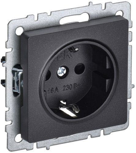 Розетка с заземлением без рамки IEK Brite РС11-1-0-БрЧ 1-м. черный картинка